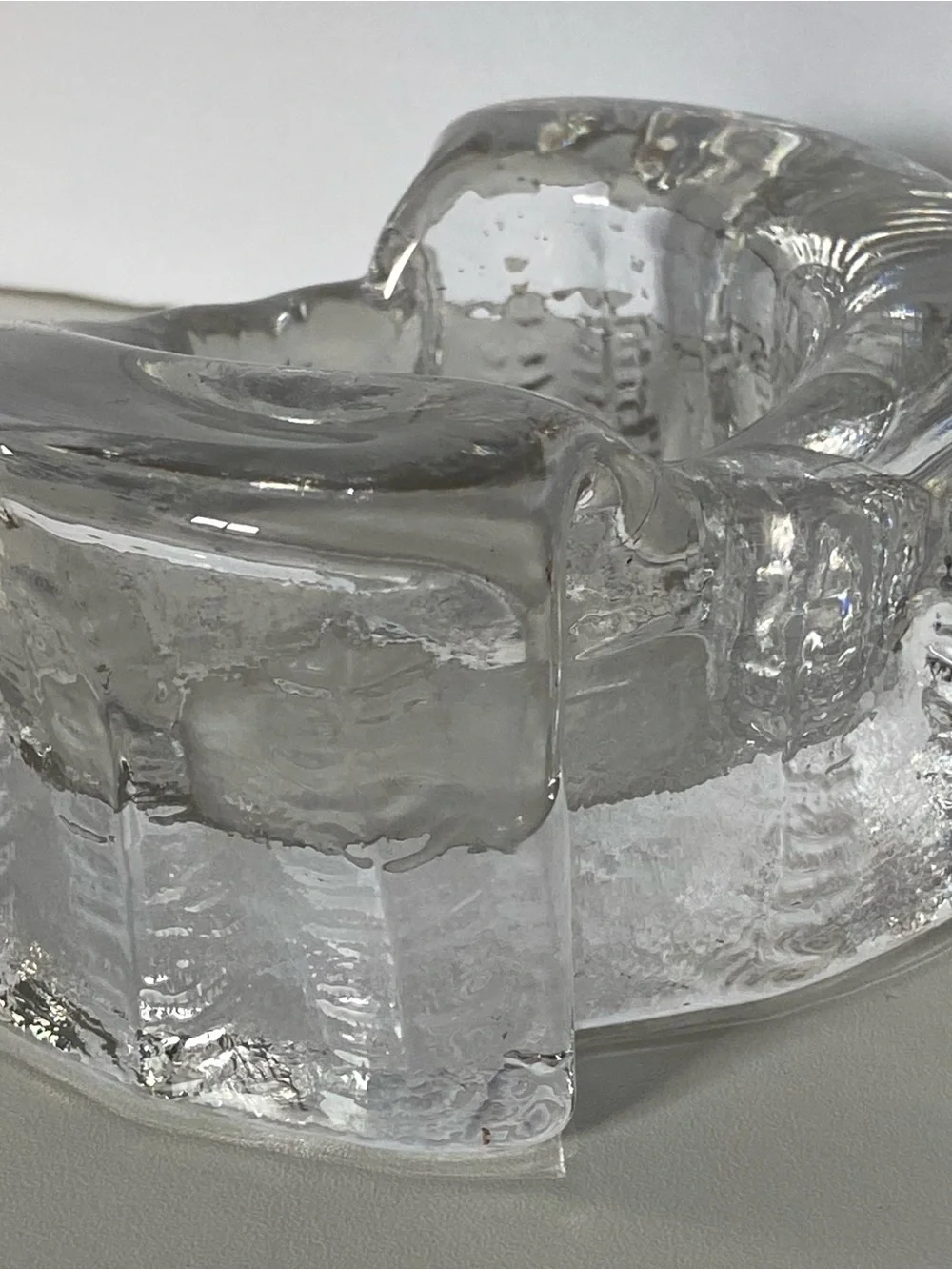 Not sure if these are candle holder or ashtray Vintage MCM Swedish Ice Glass